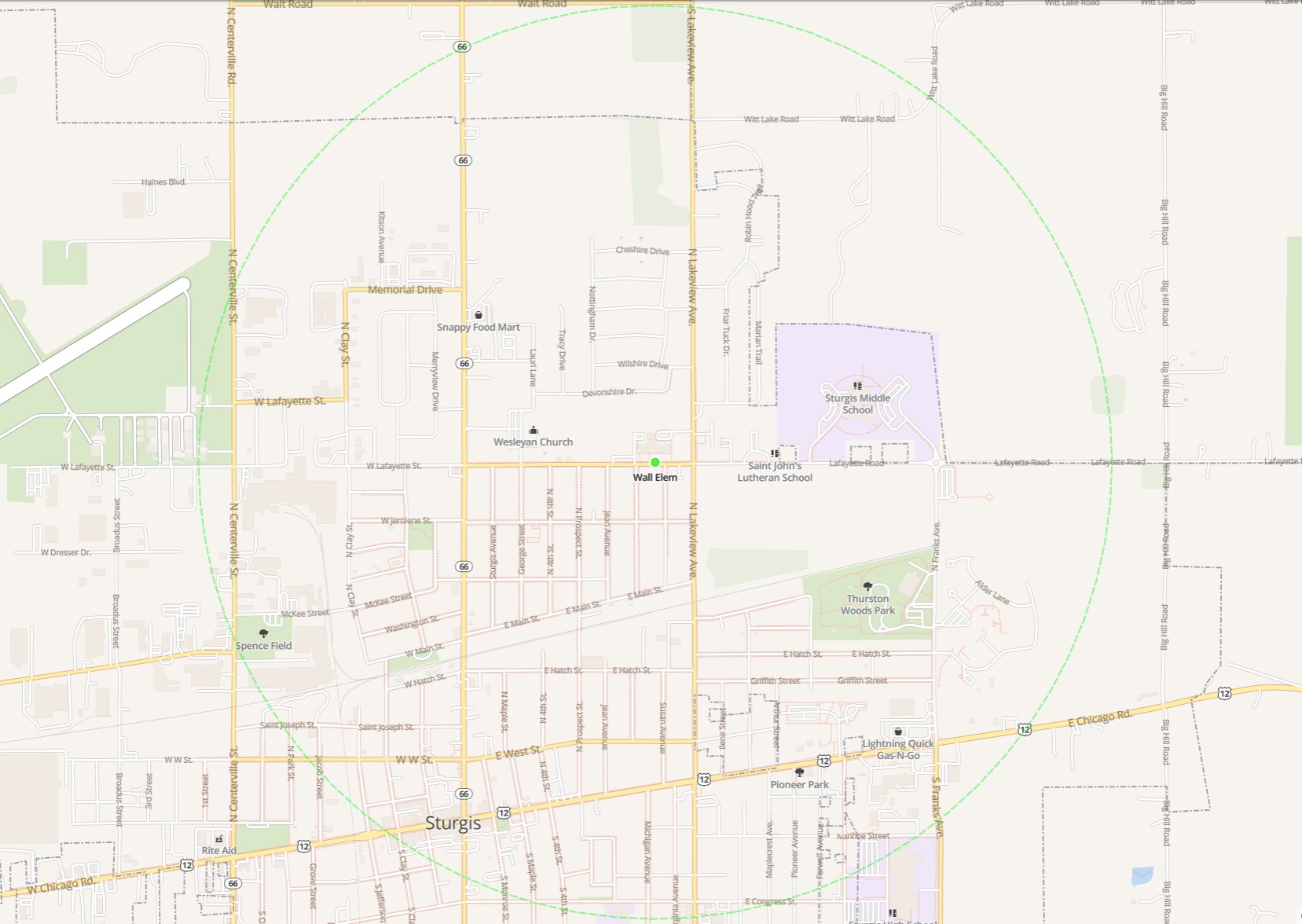 If your residence is within this circle, you are within walking distance.